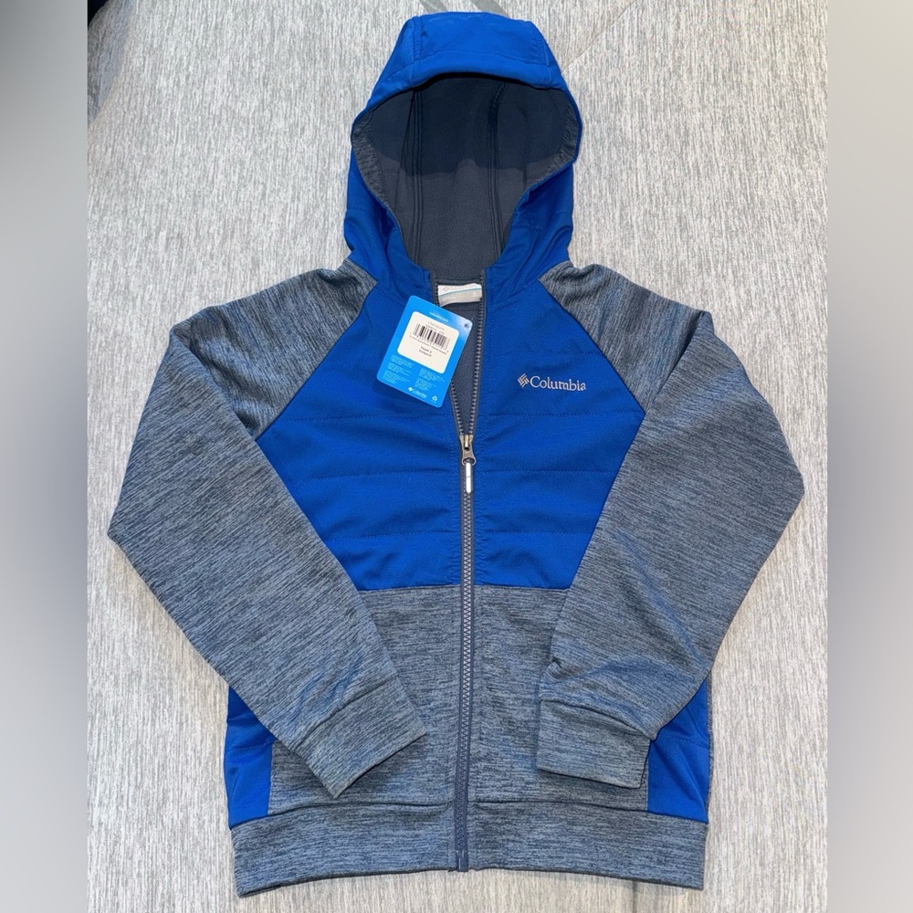 Boys Columbia Hoody Zip-up Hybrid Water Resistant Jacket NEW! Size S/8
